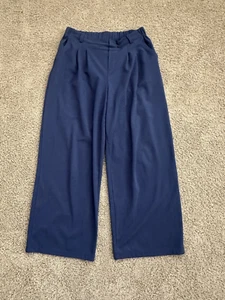 DAMEN Anzughose Größe LARGE Tall Marine Gummibund weites Bein Taschen - Bild 1 von 4