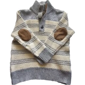 NEW Hope & Henry Boy Organic Cotton Mock Neck Sweater Chevron Stripe Size XS - Picture 1 of 12