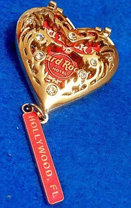 HOLLYWOOD FL VALENTINSTAG SILBER HERZ MIT SCHARNIERÖFFNUNG 2008 Hard Rock Cafe PIN - Bild 1 von 2