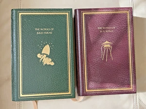The Works of Jules Verne & HG Wells Harcover Books Borders Leatherbound Classic - Imagen 1 de 10