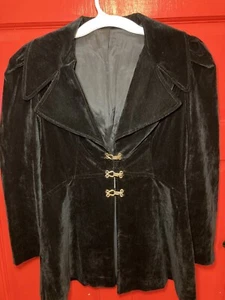 Vintage 60/70s Black Velvet Collar Jacket Unisex See Desc 4 Sizing ILGWU Made - Picture 1 of 24