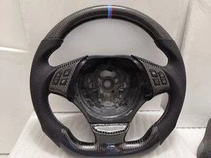 Marco de volante de fibra de carbono real + cubierta de botón para BMW 3/5 S E90 E60 E61 - Imagen 1 de 7