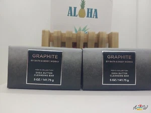 Bath & Body Works Men's 2pcs GRAPHITE Shea Butter Bars Soap FREE Bamboo Dish - Picture 1 of 1