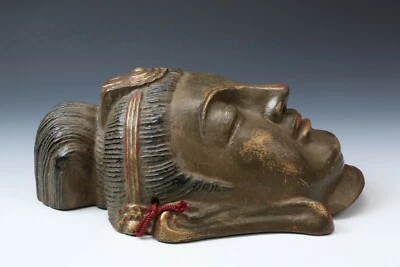 Old Vintage Big Size Paper Clay Buddhism Mask -Buddha- Early Showa Period - Image 1 of 4