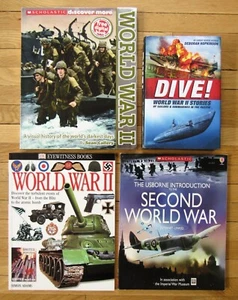 Lot 4 WORLD WAR II Books Scholastic Usborne Eyewitness Deborah Hopkinson L1 - Imagen 1 de 1