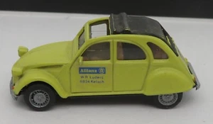 Micro Herpa Ho 1/87 Citroen 2CV 6 Gialla Verde Déco Allianz No. Box - Foto 1 di 6