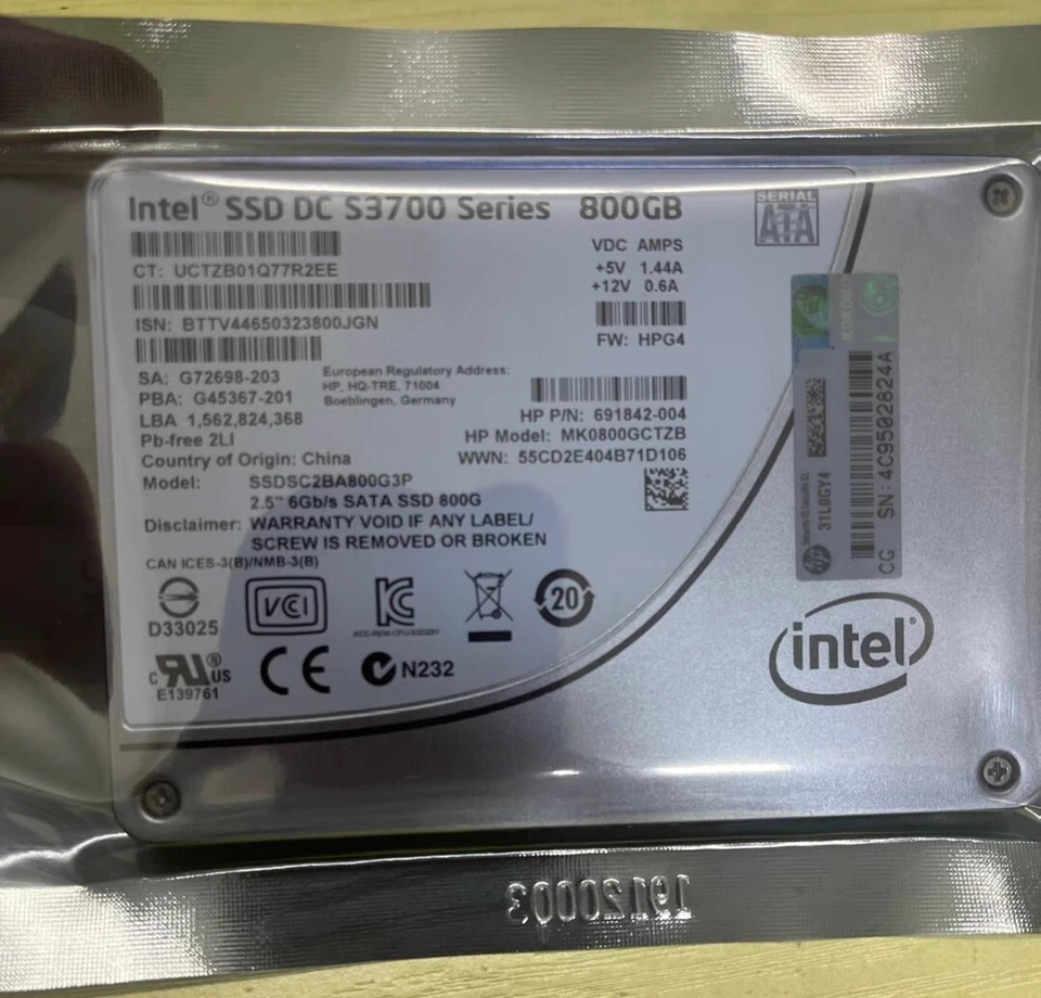 HP Intel SSD DC S3700 Series 800GB SSDSC2BA800G3P 2.5"SATA Solid State Drive - Image 1 of 1