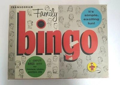 Vtg Transogram Family Bingo Board Game 1956 Complete w/ cards and chips - Image 1 of 4