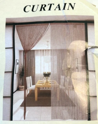 Novo Branco com Contas de Prata Borla Cortina Porta Franja Tira 100cm X 200cm - Imagem 1 de 2