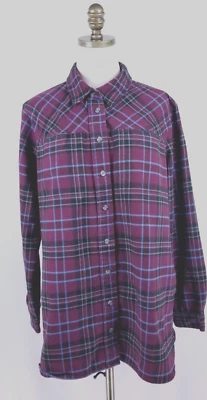 Camisa/jaqueta feminina xadrez de flanela Duluth Trading Co GG marrom grosso - Imagem 1 de 4