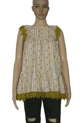 Vestido túnica Anthropologie niña niños estampado aleteo ganchillo encaje nuevo 6 7 años XS Foto 1 de 4