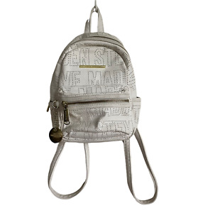 Steve Madden Bailey Mini White and Gold Backpack Laser Cut All Over Logo 7x11x4