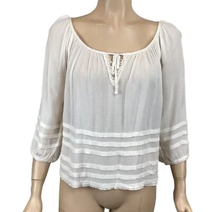 Abercrombie & Fitch ivory peasant sleeve blouse top size XS Xsmall - Picture 1 of 9