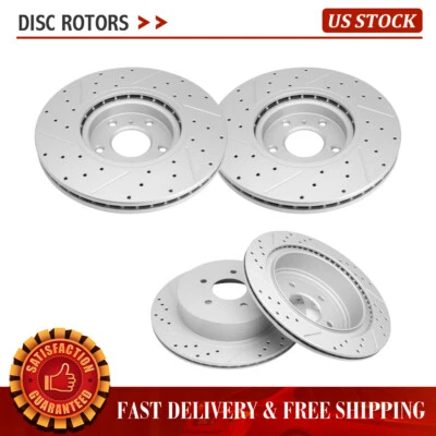 Front & Rear Drilled Brake Rotors For Nissan Murano INFINITI M37 QX70 M56 Q70L - Image 1 of 4