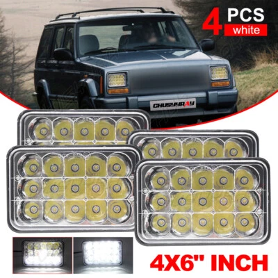 for Kenworth T800 1987-2023 W900 1981-2023 4pcs 4x6inch Rectangle Led Headlights - Image 1 of 4