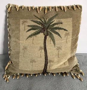 Arazzo palma vintage cuscino decorativo con frange perline 12" - Foto 1 di 11