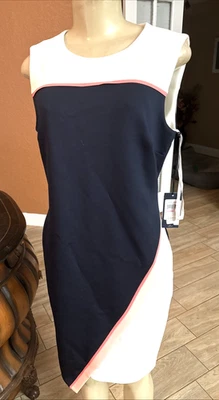 Tommy Hilfiger Azul Blanco Rosa Bloque de Color Asimétrico Buceo Talla 10 Nuevo con Etiquetas mbc Foto 1 de 4