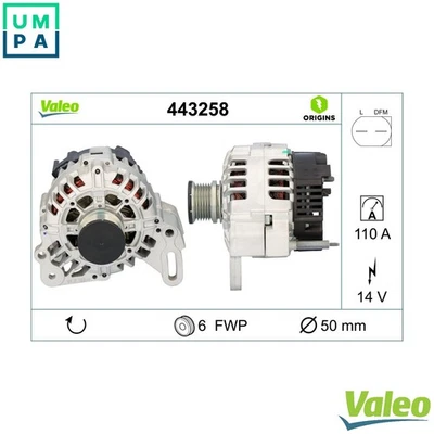 ALTERNATOR 443258 FOR SKODA ROOMSTER/Praktik FABIA/II/Combi PRAKTIK VW 1.4L 4cyl - Image 1 of 4