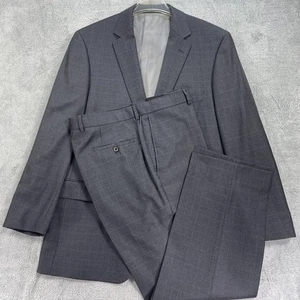 Hugo Boss 2 teiliges Anzug Set Herren 44R Hose 36x30 grau kariert Wolle Einreiher - Bild 1 von 23