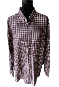 Camisa Daniel Cremieux Abotonada XXL Manga Larga Borgoña Blanco Cuadros - Imagen 1 de 8
