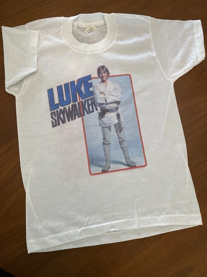 STAR WARS Luke Skywalker Kids DEADSTOCK WHITE T-Shirt Single Stitch Vintage - Image 1 of 1
