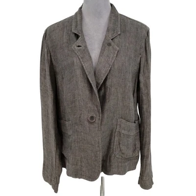 Eileen Fisher Jacket Womens Large Brown Linen Pockets Loose Fit Oversized - Image 1 of 4