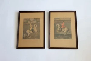 Pair Framed Antique Horse Print Engravings Johann Elias Ridinger 17.5” X 12.5” - Picture 1 of 17