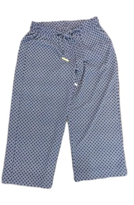 Michael Kors Wide Leg Loose Cropped Pants Comfy Classy Blue Polka Dot Stretch S - Image 1 of 3