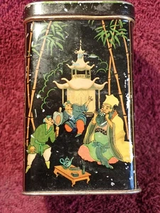 VINTAGE ANTIQUE CHINA TEA TIN BOX CADDY - Picture 1 of 7