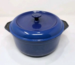 Vintage Cobalt Blue Enameled Cast Iron Dutch Oven 4.5 qts Made in France #24 - Picture 1 of 16