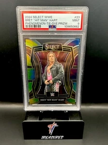 Bret "Hit Man" Hart 18/25 PSA 9 Phenomenon Tie-Dye Prizm 2024 Select WWE #23 - Imagen 1 de 2