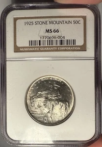 1925 50c NGC MS 66 Stone Mountain Commemorative Half Dollar - Picture 1 of 2