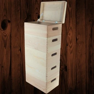 Juego de cajas de almacenamiento de madera con tapa de 5 niveles apilables cajas altas de pino 30x20x66,5 cm - Imagen 1 de 12