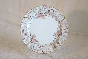 SANGO JEANNETTE JAPAN Pink Roses Flowers 7 3/4"d Salad Plates Set of 2 - Picture 1 of 3