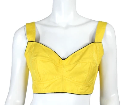 DOLCE & GABBANA $995 NUEVO CON ETIQUETAS Amarillo Logo Jacquard Bralette Bustier Top 46 Foto 1 de 4