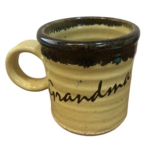Grandma Mug Ceramic Coffee Cup Brown Beige Handmade Pottery Gift Idea - Picture 1 of 6