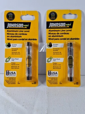 Lot of 2 Johnson Aluminum Line Levels 3" 40-0200 Durable Easy-Read Vial New Seal - Image 1 of 2