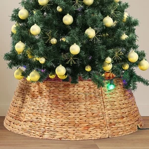 28" Christmas Tree Collar - Hand Woven Hyacinth Christmas Tree Base Cover for... - Picture 1 of 6