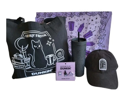 Salem Dunkin Donuts SET- Tumbler Tote Bag Pins Hat Bandana Bundle - Image 1 of 4
