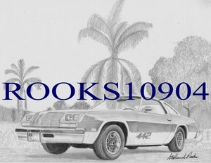 1977 Oldsmobile Cutlass 442 CLASSIC CAR ART PRINT - Picture 1 of 1
