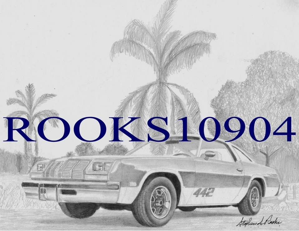 1977 Oldsmobile Cutlass 442 CLASSIC CAR ART PRINT - Image 1 of 1