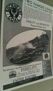 1938 United Electric Coal Co. Buckheart Mine & Fidelity Washed Coals Poster Repo - Bild 1 von 1