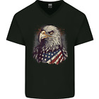 American Eagle With USA Flag July 4th Mens V-Neck Cotton T-Shirt