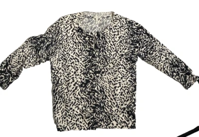 Talbots  sweater Large Black & White  cardigan  button closure 3/4 sleeve - Image 1 of 4