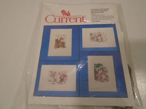 Vintage Current Critters Counted Cross Stitch kit Christmas Cards Set of 4 5x7 - Picture 1 of 3
