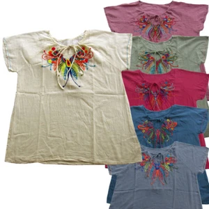 SPRING/SUMMER HAND EMBROIDERED SHORT SLEEVE TOP, MEXICAN/OAXACAN BLOUSE T0353X - Picture 1 of 14