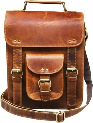 New Satchel Crossbody Bag Vintage Leather Messenger Brown Shoulder Genuine - Image 1 of 4