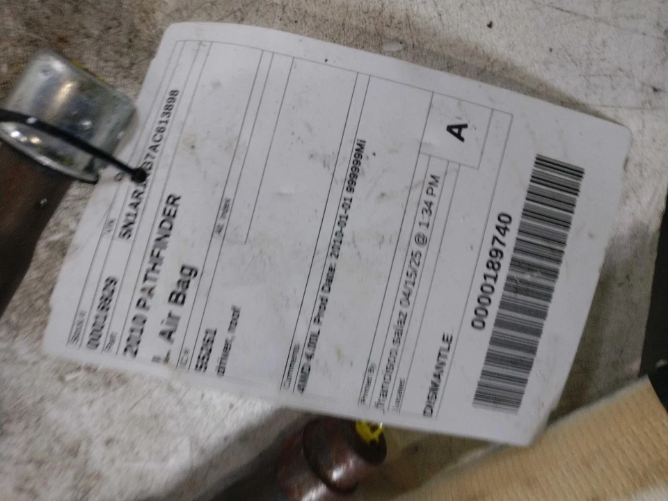 Used Left Curtain Air Bag fits: 2010 Nissan Pathfinder driver roof Left Grade A - Image 1 of 4