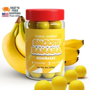 Gumballs in Jar - 1 Inch Large Gumballs - Banana Bubble Gum Yellow Gumballs - Ki - Picture 1 of 12
