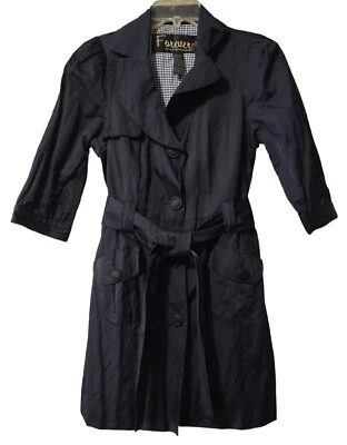 Chaqueta de gabardina Forever vintage S para mujer elegida a mano favorita azul marino cinturón Foto 1 de 4